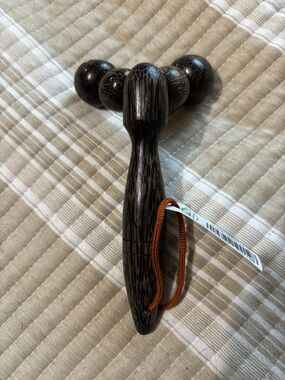 Wooden Handheld Massage Roller - Dark Brown Hand Craft from Thailand